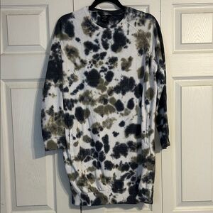 KYODAN Gray Green Black White Tie-Dye Sweatshirt Dress Pullover Stretch Lounge